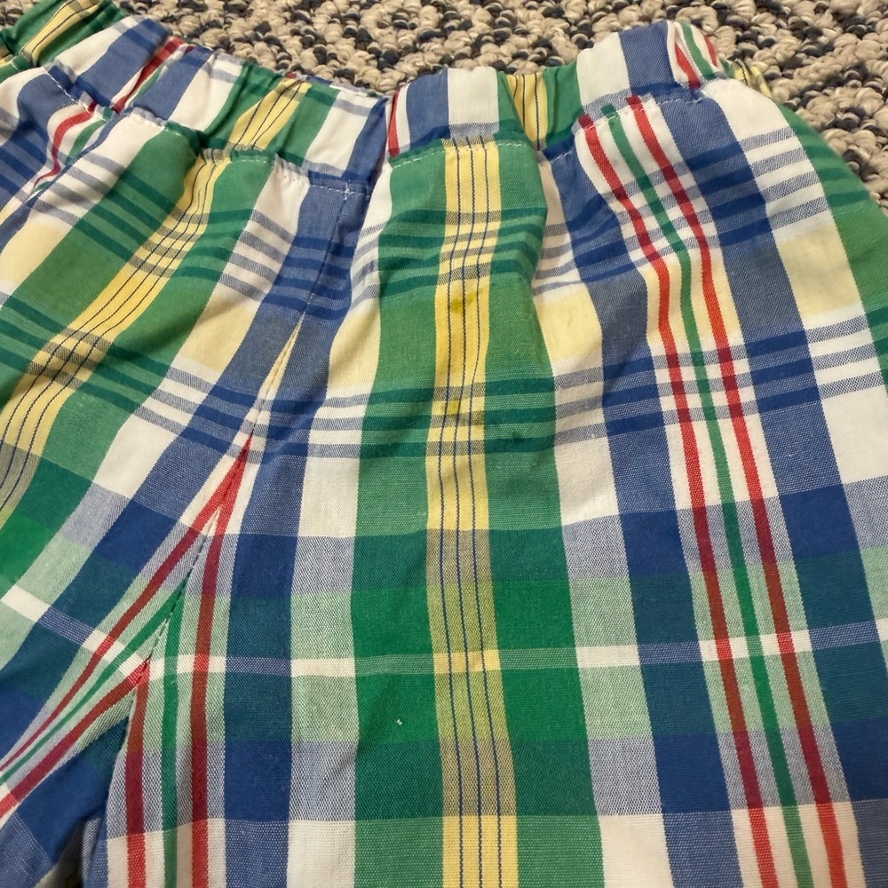 🎉 GUC 🎉 TBBC 2T Green Blue Yellow Plaid Shorts - Picture 2 of 5